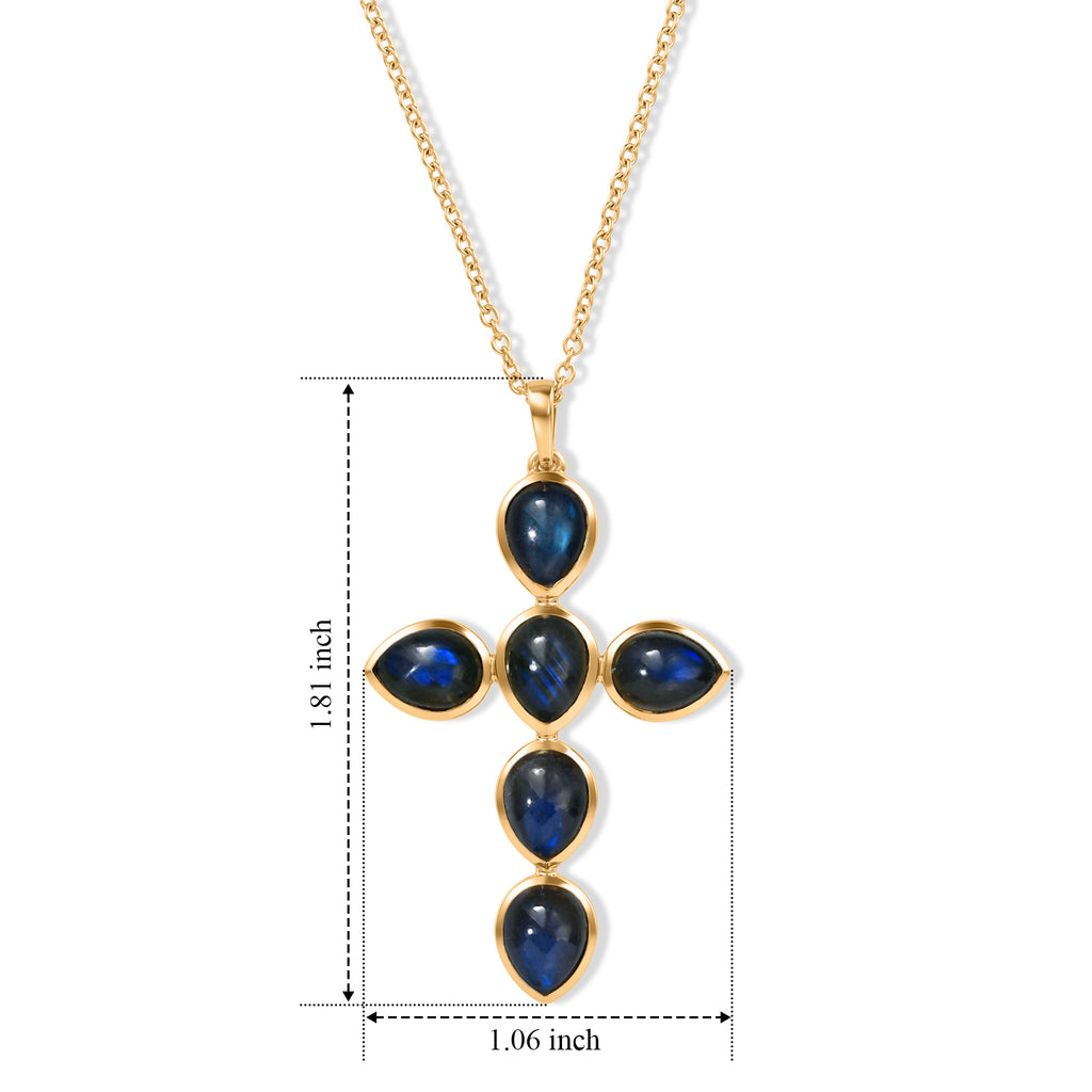 EverTrue - Labradorite Cross Pendant with Chain (Size 20)  7.86 Ct._4506987_4