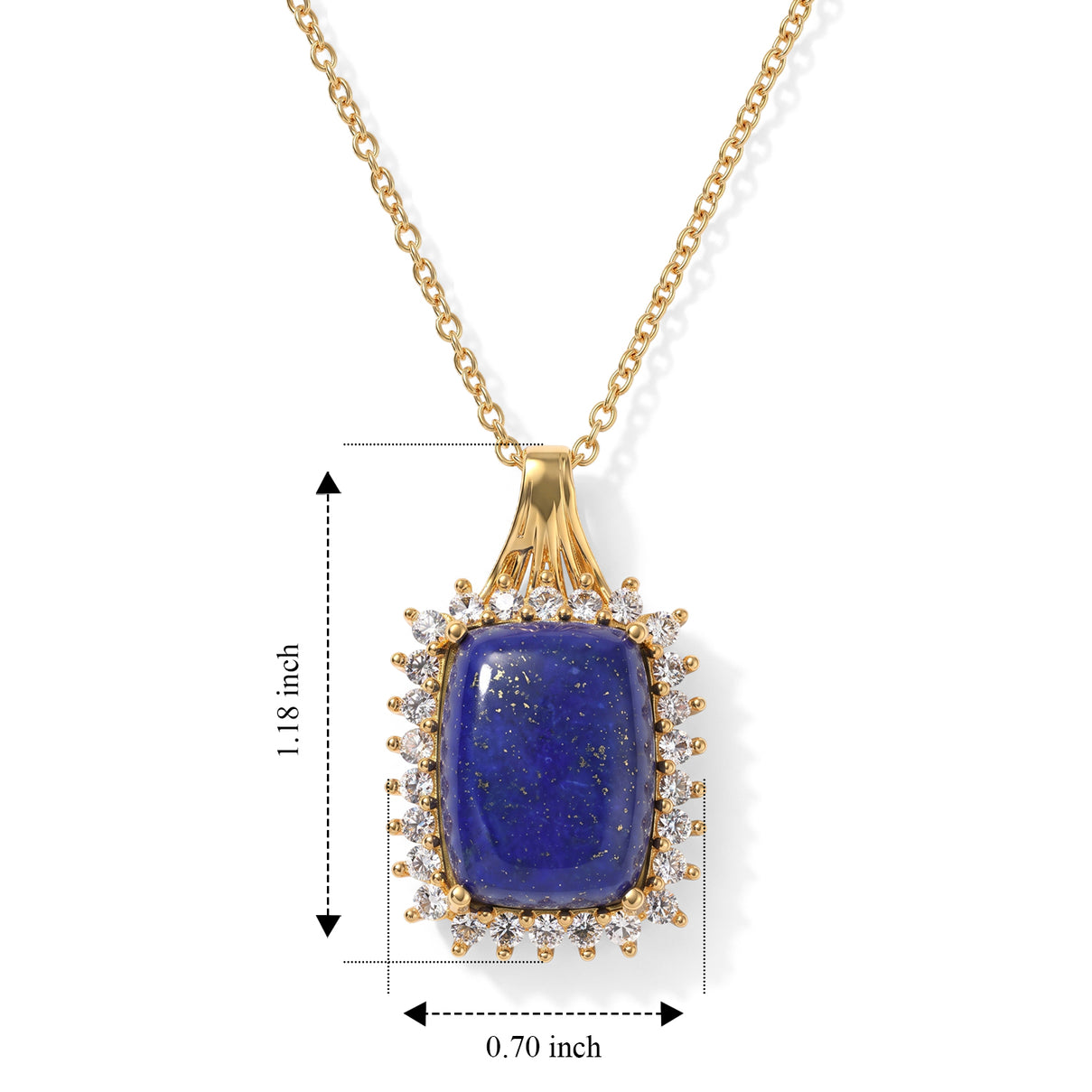 EverTrue - Lapis Lazuli &amp; White Zircon Pendant with Chain (Size 20) in Yellow Gold Tone 13.10 Ct. V32491940 5