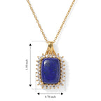 EverTrue - Lapis Lazuli & White Zircon Pendant with Chain (Size 20) in Yellow Gold Tone 13.10 Ct._4507320_4