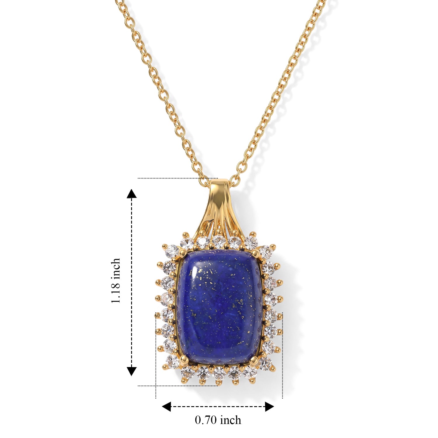 EverTrue - Lapis Lazuli &amp; White Zircon Pendant with Chain (Size 20) in Yellow Gold Tone 13.10 Ct. V32491940 5