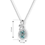 D'Joy - Blue Zircon & White Zircon Infinity Halo Drop Pendant with Chain (Size 20) in Rhodium Overlay Sterling Silver 1.50 Ct._4507335_3
