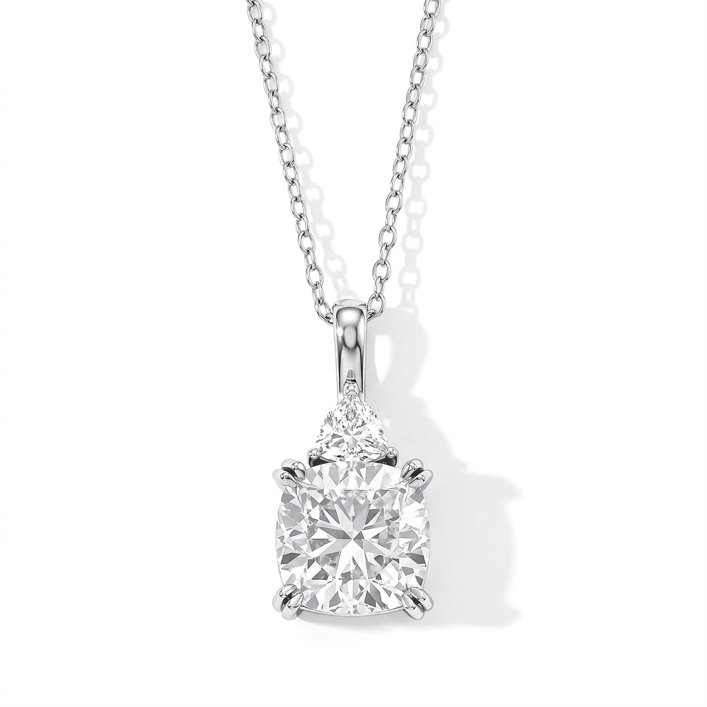 Moissanite Pendant with Chain (Size 18) in Rhodium Overlay Sterling Silver 0.50 ct  5.450  Ct._4507345