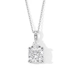 Moissanite Pendant with Chain (Size 18) in Rhodium Overlay Sterling Silver 0.50 ct  5.450  Ct._4507345