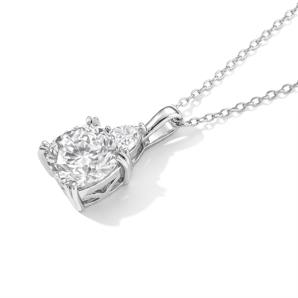 Moissanite Pendant with Chain (Size 18) in Rhodium Overlay Sterling Silver 0.50 ct  5.450  Ct._4507345_3