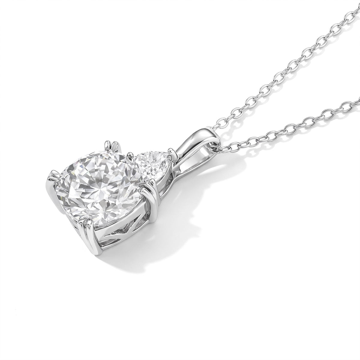 Moissanite Pendant with Chain (Size 18) in Rhodium Overlay Sterling Silver 0.50 ct  5.450  Ct. 4507345 3