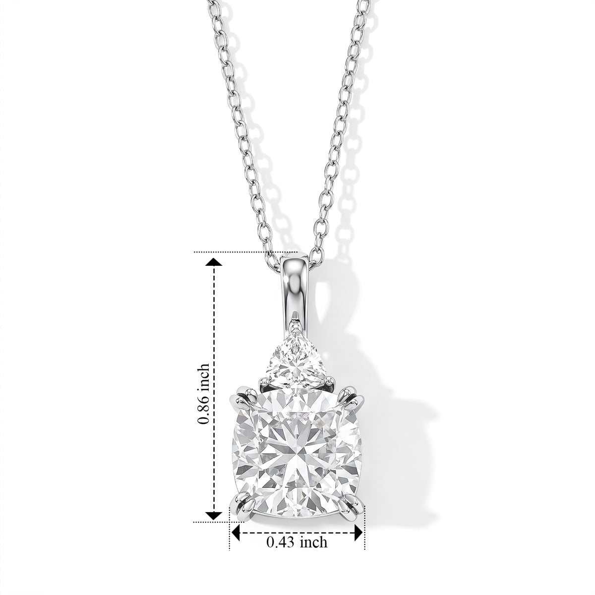 Moissanite Pendant with Chain (Size 18) in Rhodium Overlay Sterling Silver 0.50 ct  5.450  Ct. 4507345 5