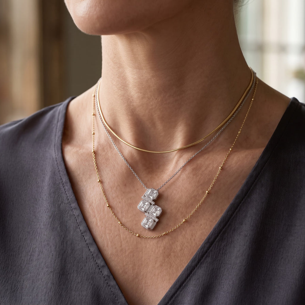 Moissanite Pendant with Chain (Size 18) in Rhodium Overlay Sterling Silver 0.13 ct  2.410  Ct._4507351_2