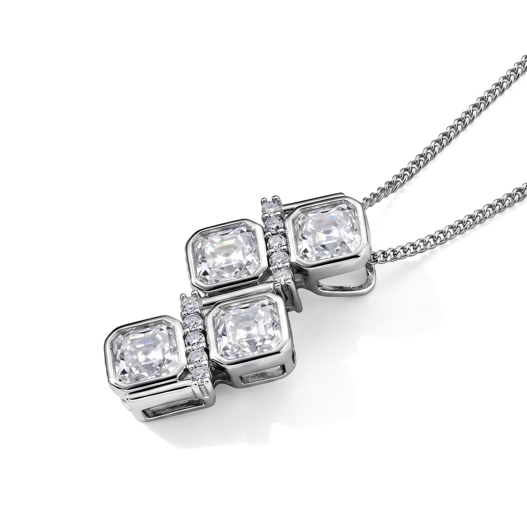 Moissanite Pendant with Chain (Size 18) in Rhodium Overlay Sterling Silver 0.13 ct  2.410  Ct._4507351_3