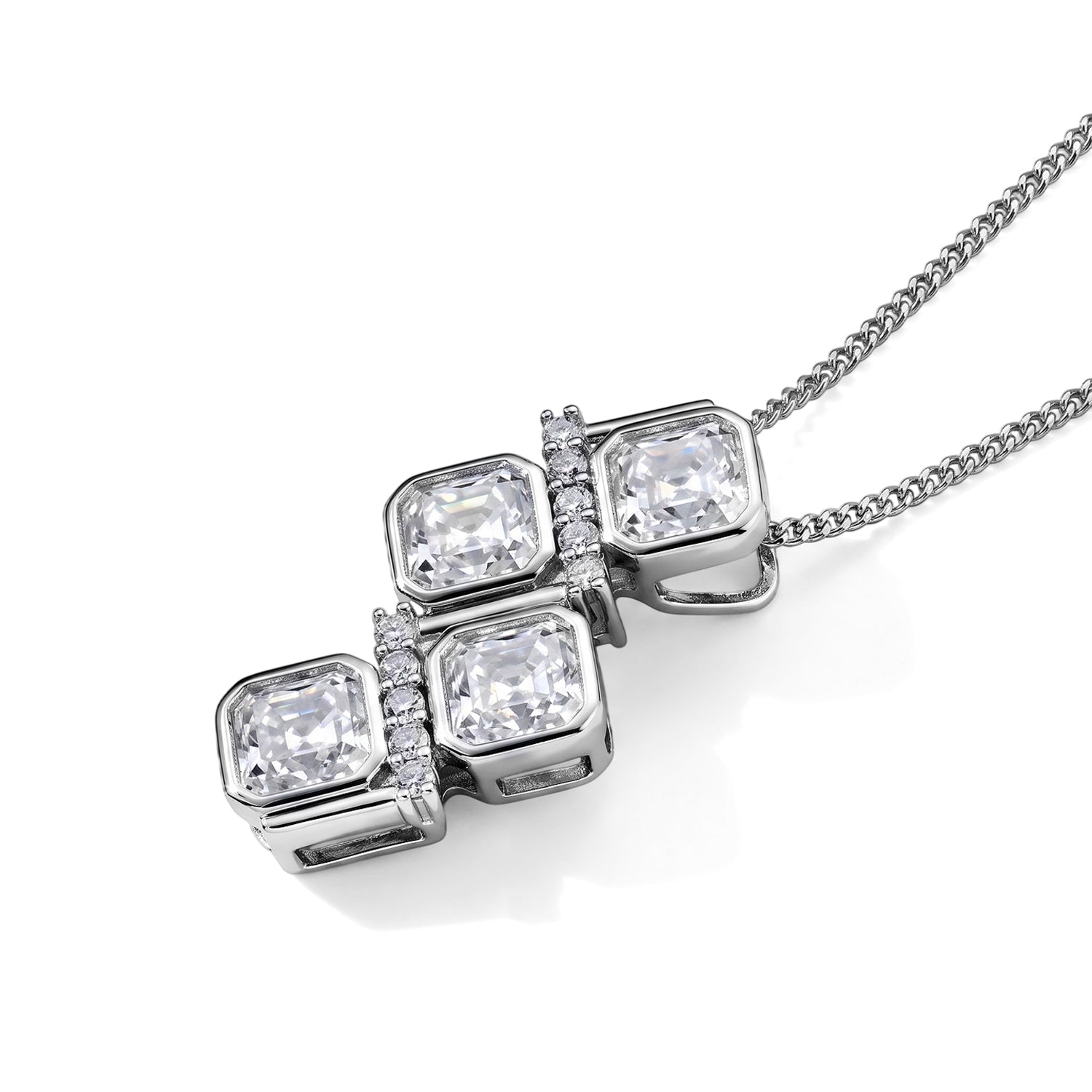 Moissanite Pendant with Chain (Size 18) in Rhodium Overlay Sterling Silver 0.13 ct  2.410  Ct. 4507351 3