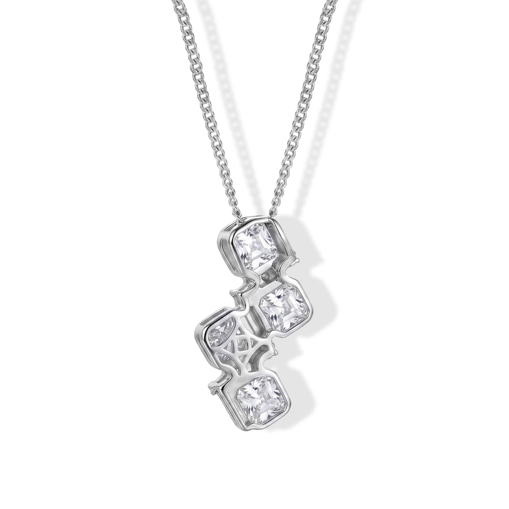 Moissanite Pendant with Chain (Size 18) in Rhodium Overlay Sterling Silver 0.13 ct  2.410  Ct._4507351_4