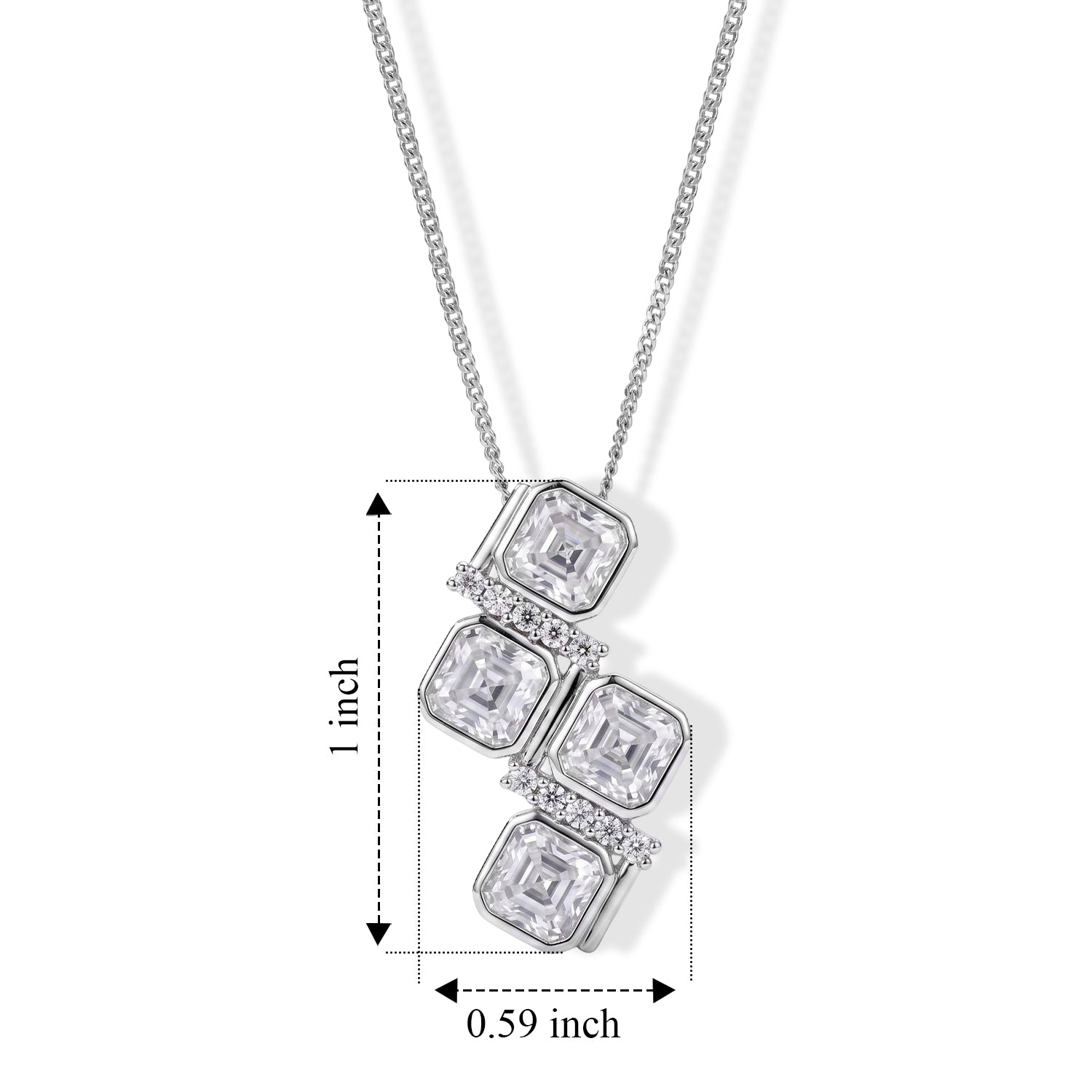 Moissanite Pendant with Chain (Size 18) in Rhodium Overlay Sterling Silver 0.13 ct  2.410  Ct. 4507351 5