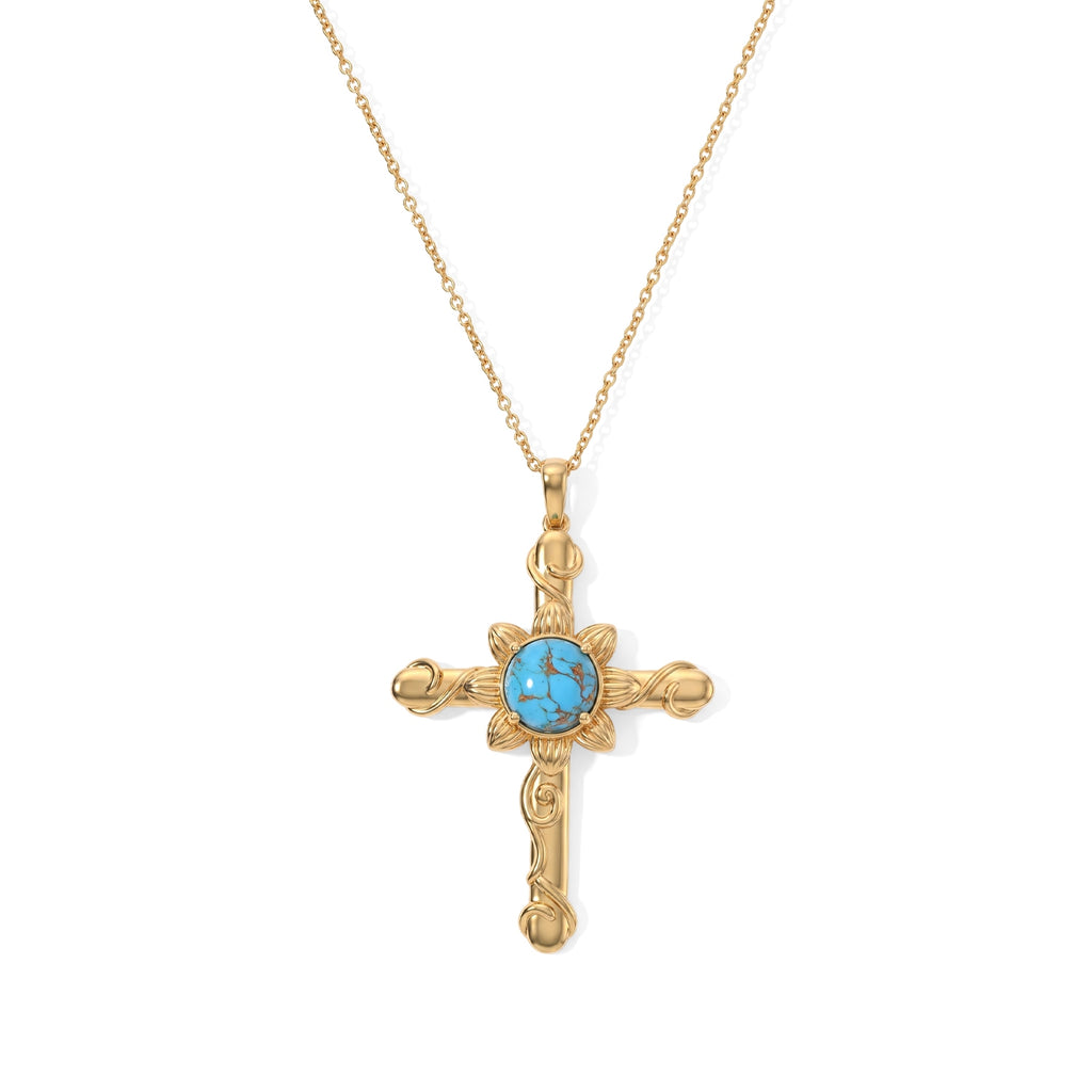 Blue Turquoise Pendant with Chain (Size 20) Stainless Steel  3.900  Ct._4507382