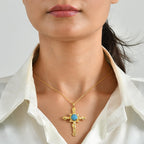 Blue Turquoise Pendant with Chain (Size 20) Stainless Steel  3.900  Ct._4507382_1