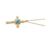 Blue Turquoise Pendant with Chain (Size 20) Stainless Steel  3.900  Ct._4507382_3