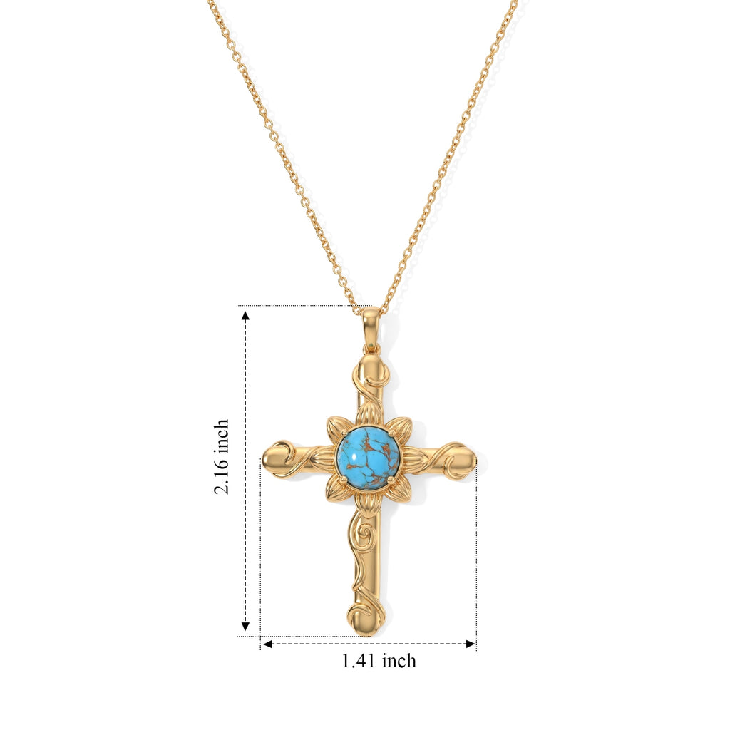 Blue Turquoise Pendant with Chain (Size 20) Stainless Steel  3.900  Ct._4507382_4