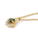 D'Joy - Natural Green Apatite & White Zircon Pendant in Yellow Gold Plated Sterling Silver with Chain (Size 20)_4507406_3