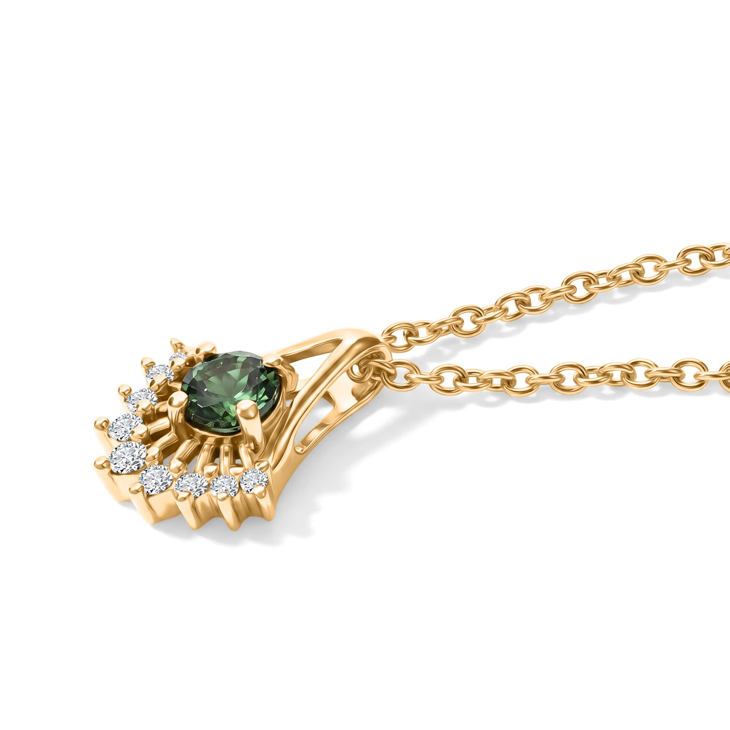 D'Joy - Natural Green Apatite &amp; White Zircon Pendant in Yellow Gold Plated Sterling Silver with Chain (Size 20) V32514256 4