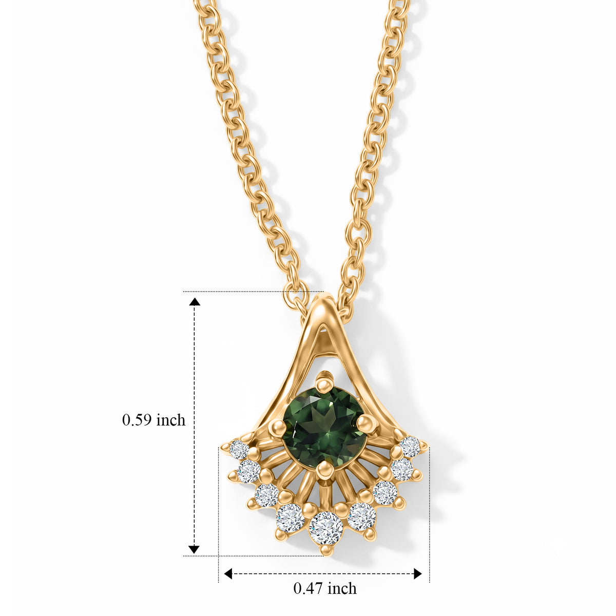 D'Joy - Natural Green Apatite &amp; White Zircon Pendant in Yellow Gold Plated Sterling Silver with Chain (Size 20) V32514256 5