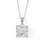 Moissanite Pendant with Chain (Size 18) in Rhodium Overlay Sterling Silver  12.300  Ct._4507528