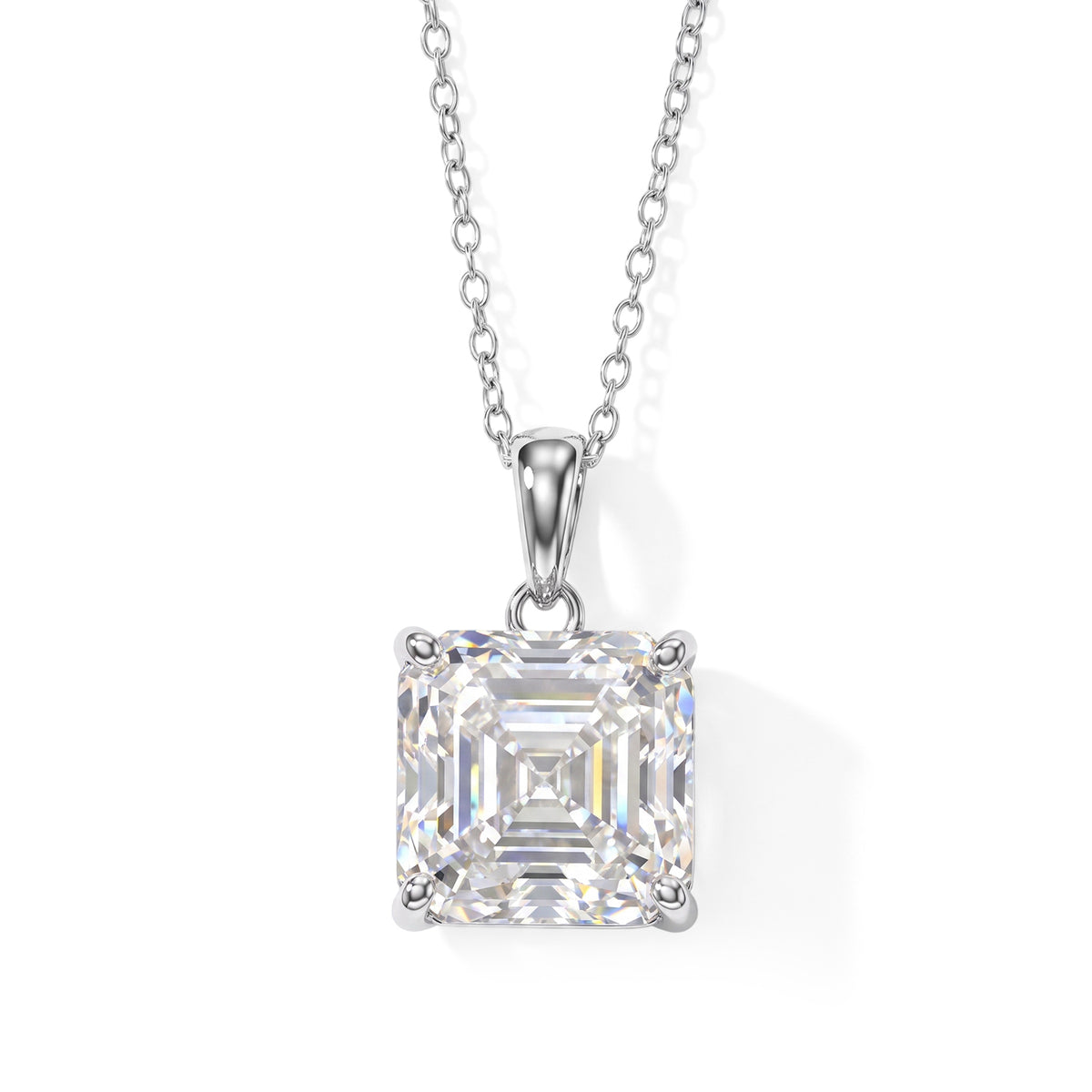 Moissanite Pendant with Chain (Size 18) in Rhodium Overlay Sterling Silver  12.300  Ct. 4507528 0