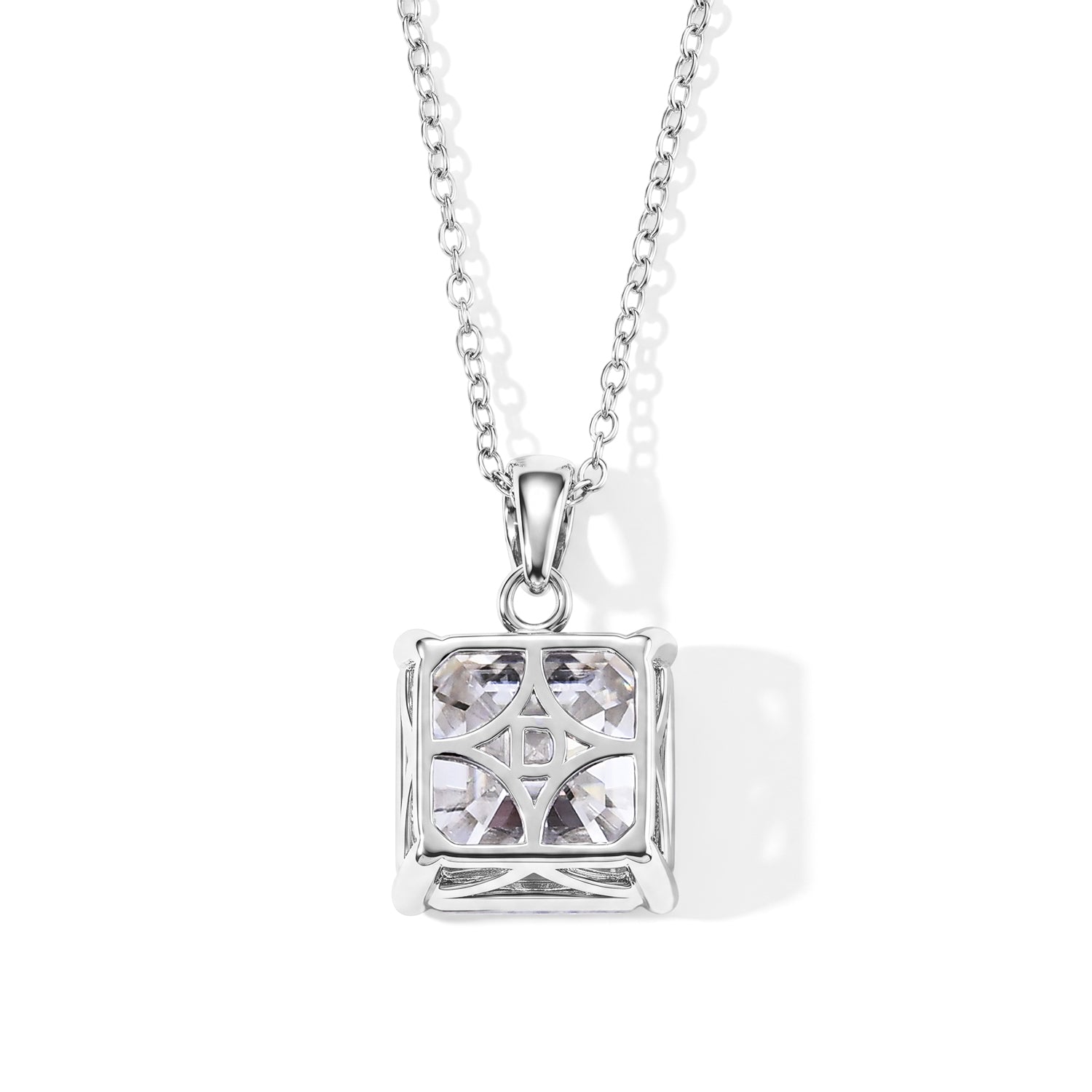 Moissanite Pendant with Chain (Size 18) in Rhodium Overlay Sterling Silver  12.300  Ct. 4507528 4