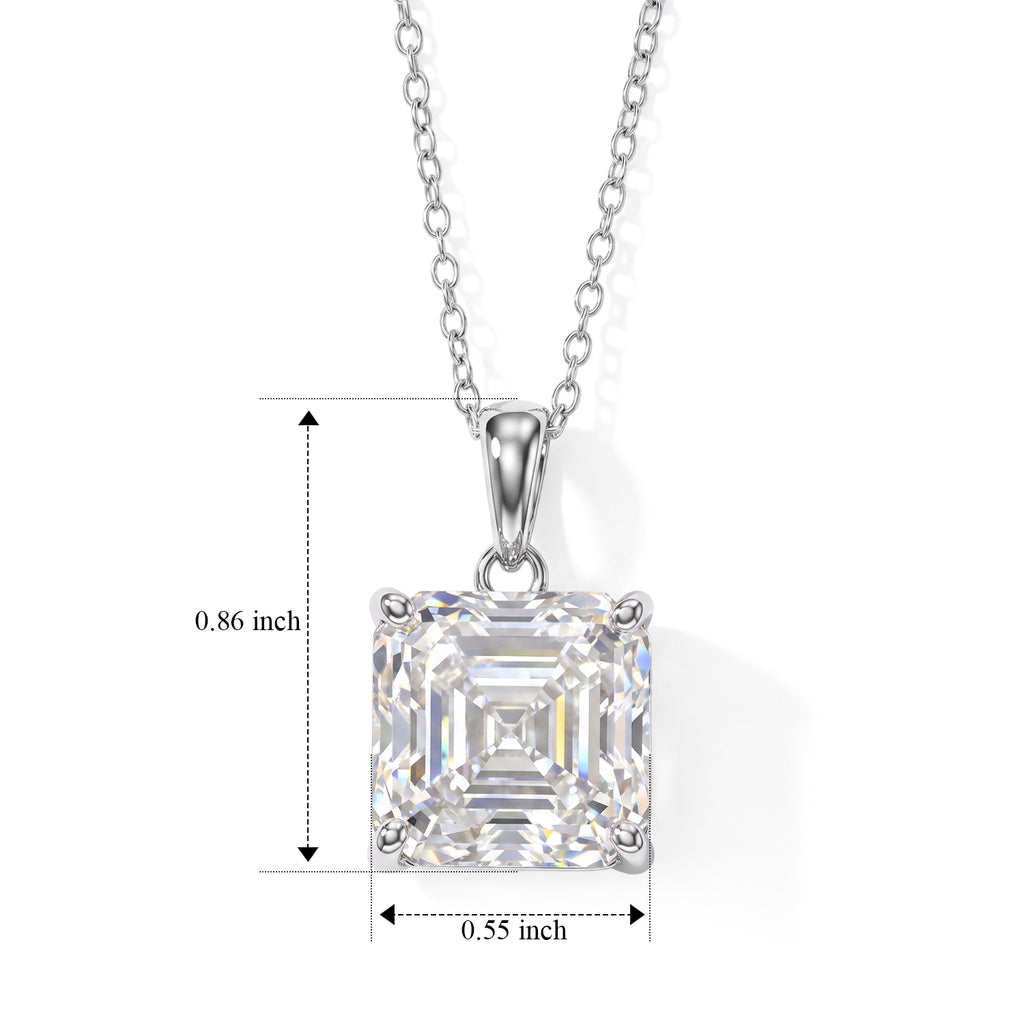 Moissanite Pendant with Chain (Size 18) in Rhodium Overlay Sterling Silver  12.300  Ct._4507528_5