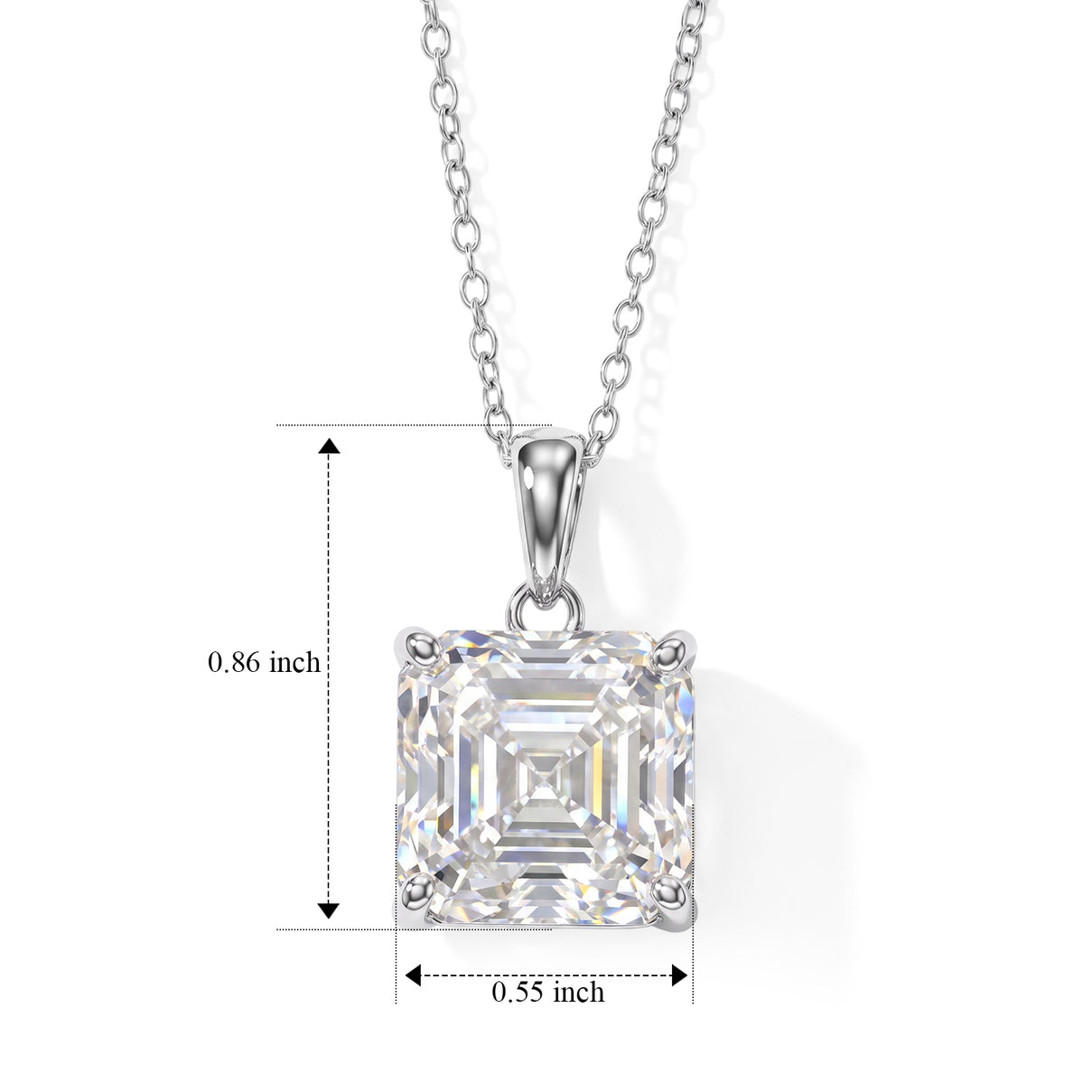 Moissanite Pendant with Chain (Size 18) in Rhodium Overlay Sterling Silver  12.300  Ct. 4507528 5