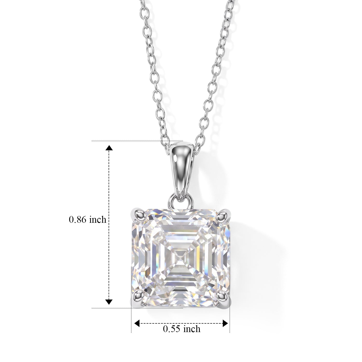 Moissanite Pendant with Chain (Size 18) in Rhodium Overlay Sterling Silver  12.300  Ct. 4507528 5