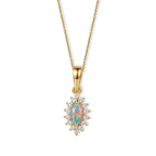 D'Joy - Ethiopian Opal & White Zircon Halo Pendant in 18K Gold Plated Sterling Silver with Chain (Size 20)_4507922