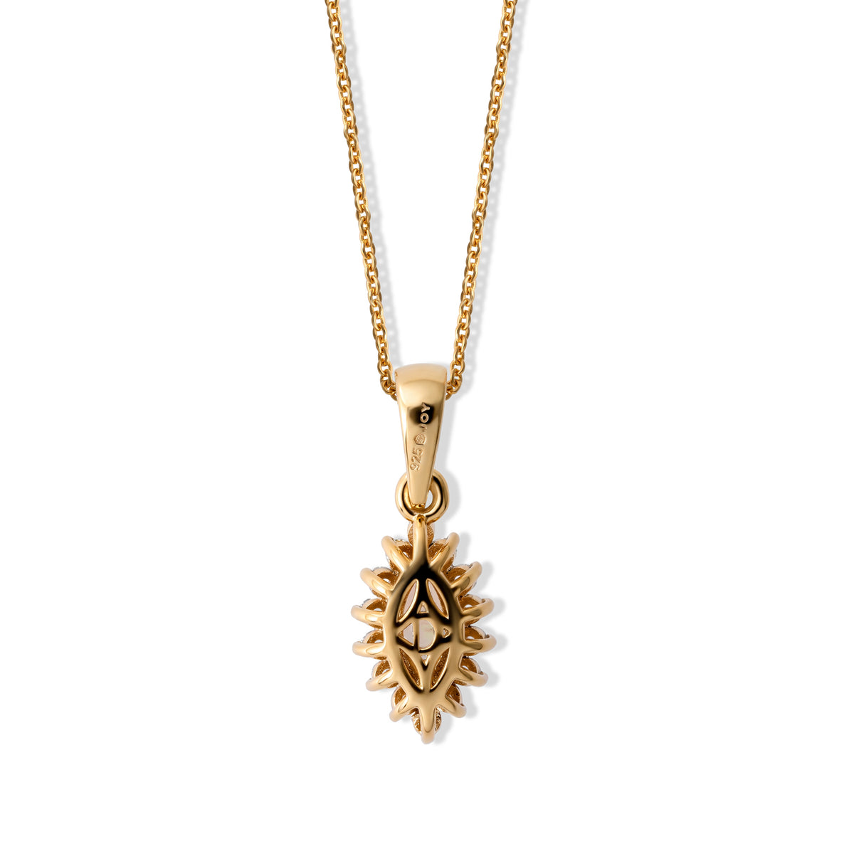 D'Joy - Ethiopian Opal &amp; White Zircon Halo Pendant in 18K Gold Plated Sterling Silver with Chain (Size 20) 4507922 2