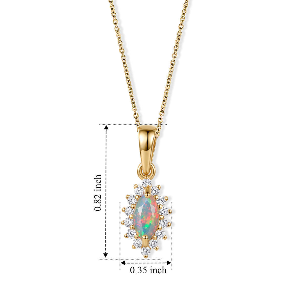 D'Joy - Ethiopian Opal &amp; White Zircon Halo Pendant in 18K Gold Plated Sterling Silver with Chain (Size 20) 4507922 3
