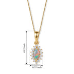 D'Joy - Ethiopian Opal & White Zircon Halo Pendant in 18K Gold Plated Sterling Silver with Chain (Size 20)_4507922_3
