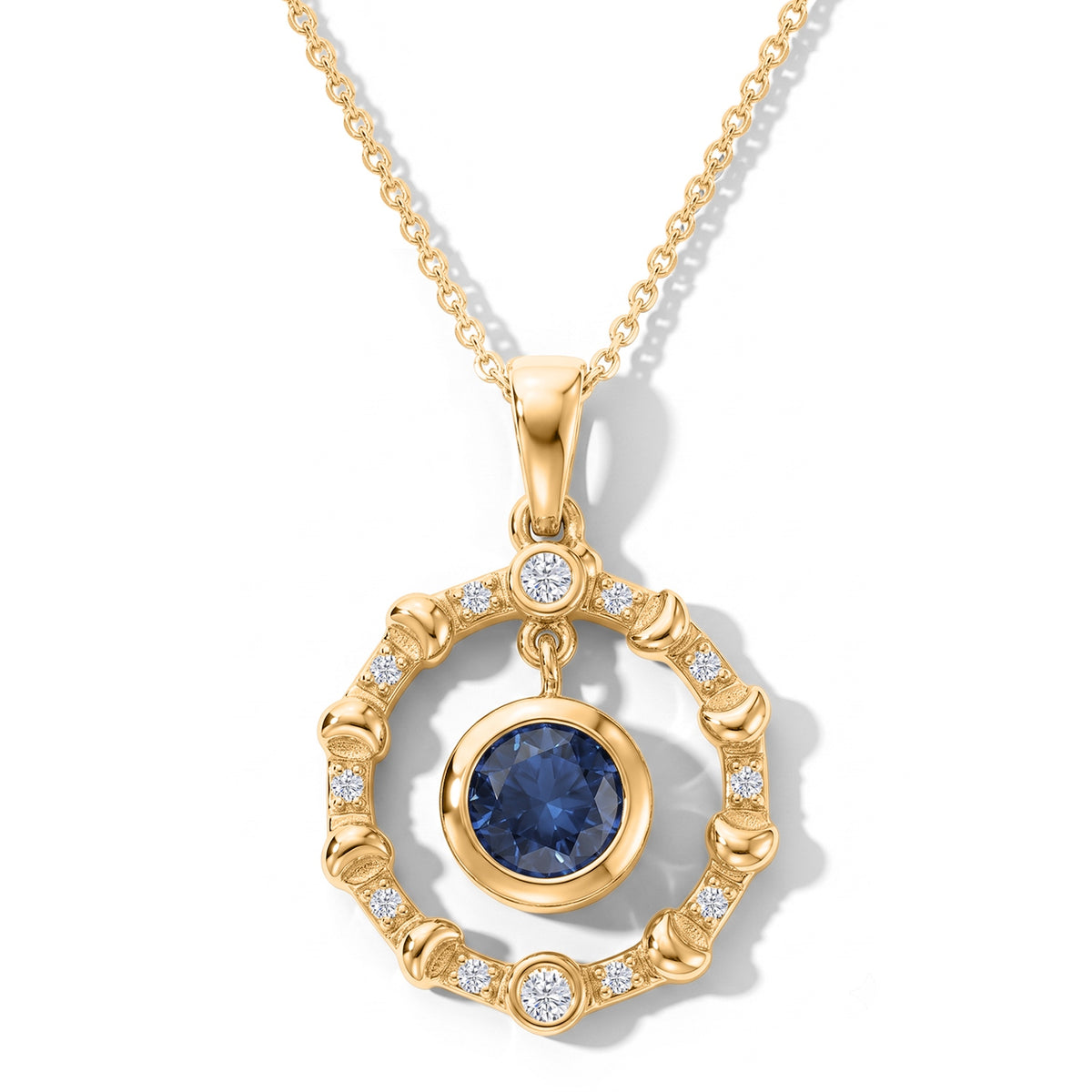 D'Joy - AAA Natural Kashmir Kyanite &amp; White Zircon Pendant with Chain (Size 20) in Yellow Gold Plated Sterling Silver 1.24 Ct. V32576122 0