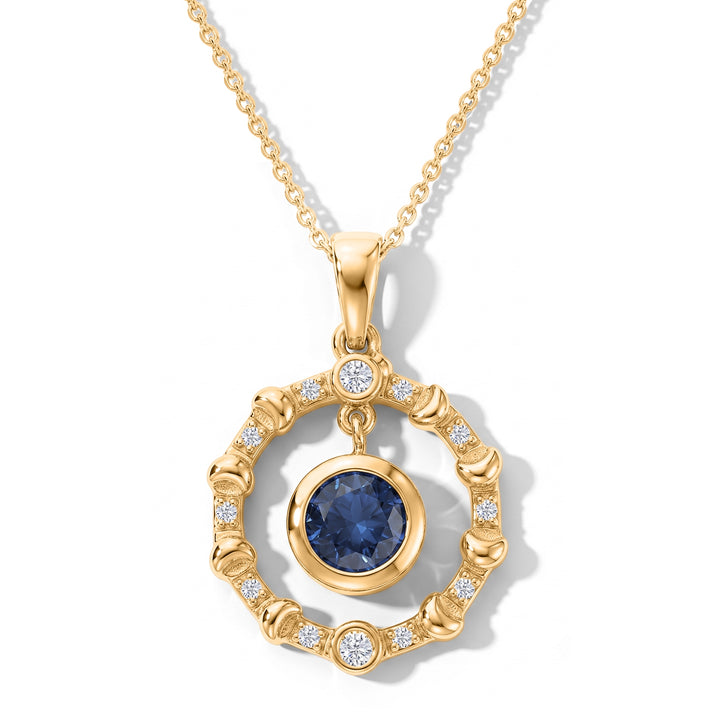 D'Joy - AAA Natural Kashmir Kyanite &amp; White Zircon Pendant with Chain (Size 20) in Yellow Gold Plated Sterling Silver 1.24 Ct. 4508074 1