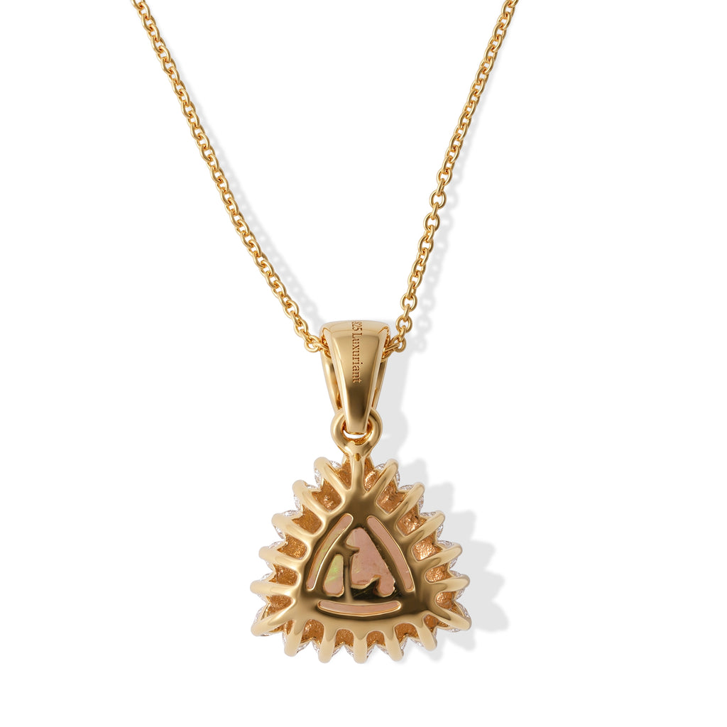 Luxuriant - Ethiopian Opal & Lab Grown Diamond Pendant with Chain (Size 20) in 18K Vermeil Yellow Gold Plated Sterling Silver 1.50 Ct._4508482_2