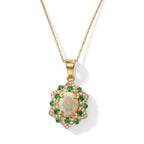 D'Joy - Ethiopian Opal, White Zircon & Zambian Emerald Pendant with Chain (Size 20) in 18K Vermeil Yellow Gold Plated Sterling Silver 2.00 Ct._4508495