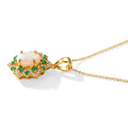 D'Joy - Ethiopian Opal, White Zircon & Zambian Emerald Pendant with Chain (Size 20) in 18K Vermeil Yellow Gold Plated Sterling Silver 2.00 Ct._4508495_1