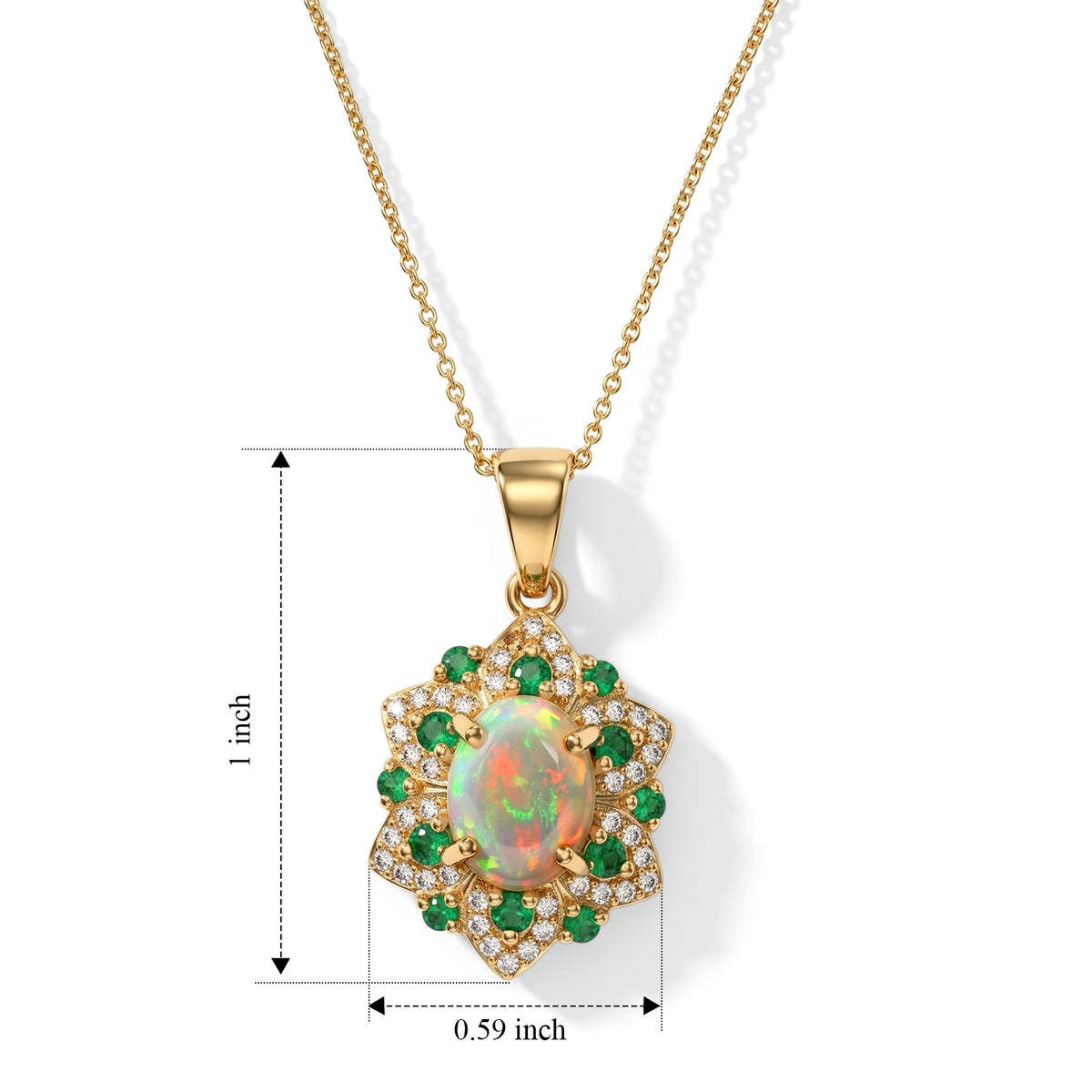 D'Joy - Ethiopian Opal, White Zircon &amp; Zambian Emerald Pendant with Chain (Size 20) in 18K Vermeil Yellow Gold Plated Sterling Silver 2.00 Ct. 4508495 3