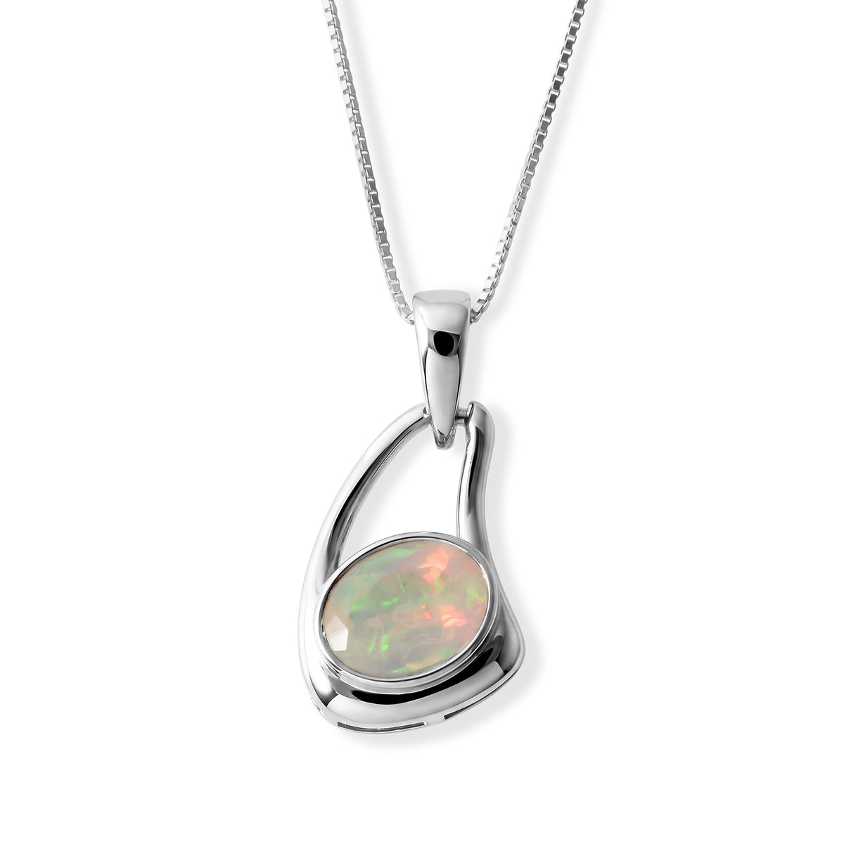 D'Joy - Ethiopian Opal Solitaire Pendant in Platinum Overlay Sterling Silver with Chain (Size 20) 4508533 0