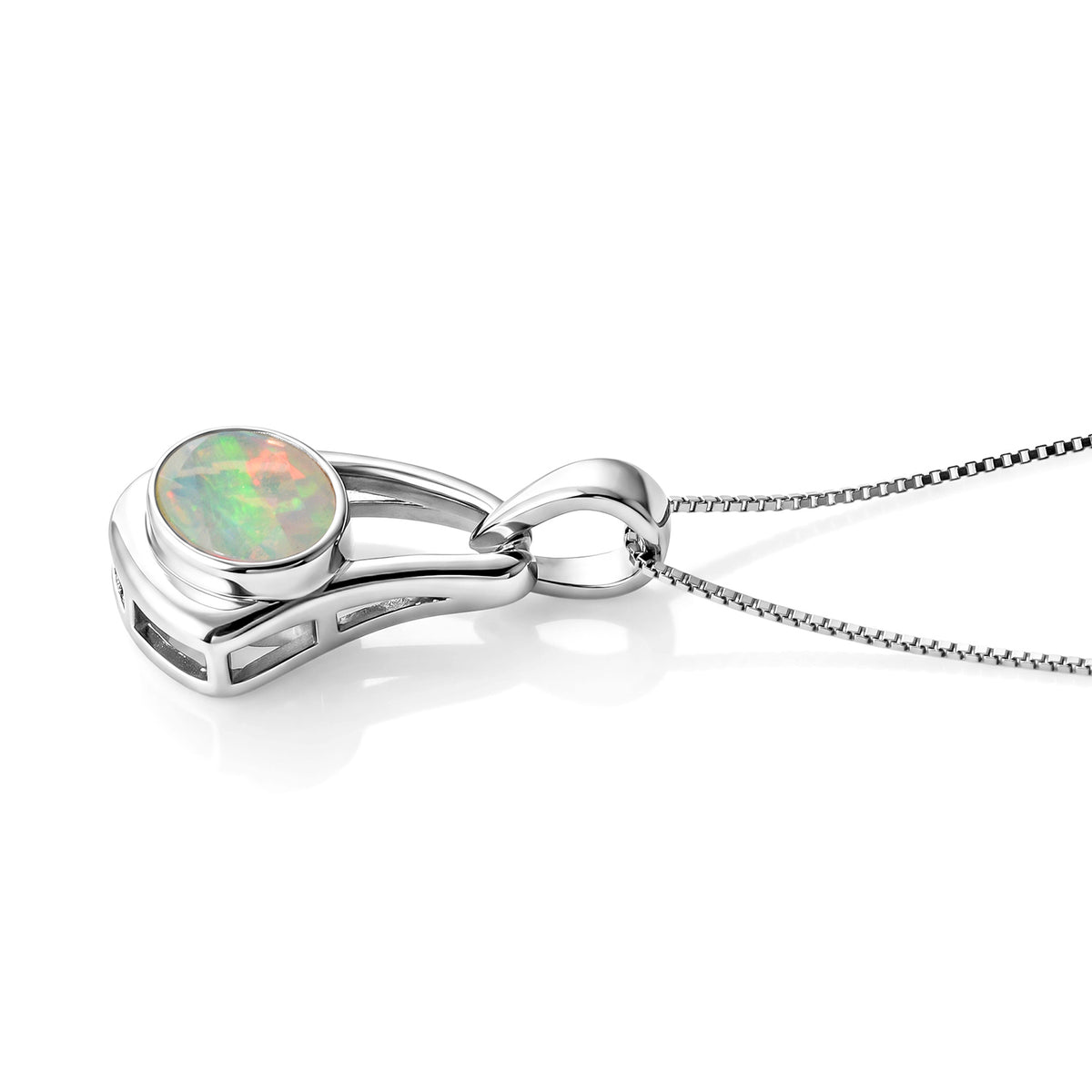 D'Joy - Ethiopian Opal Solitaire Pendant in Platinum Overlay Sterling Silver with Chain (Size 20) 4508533 1