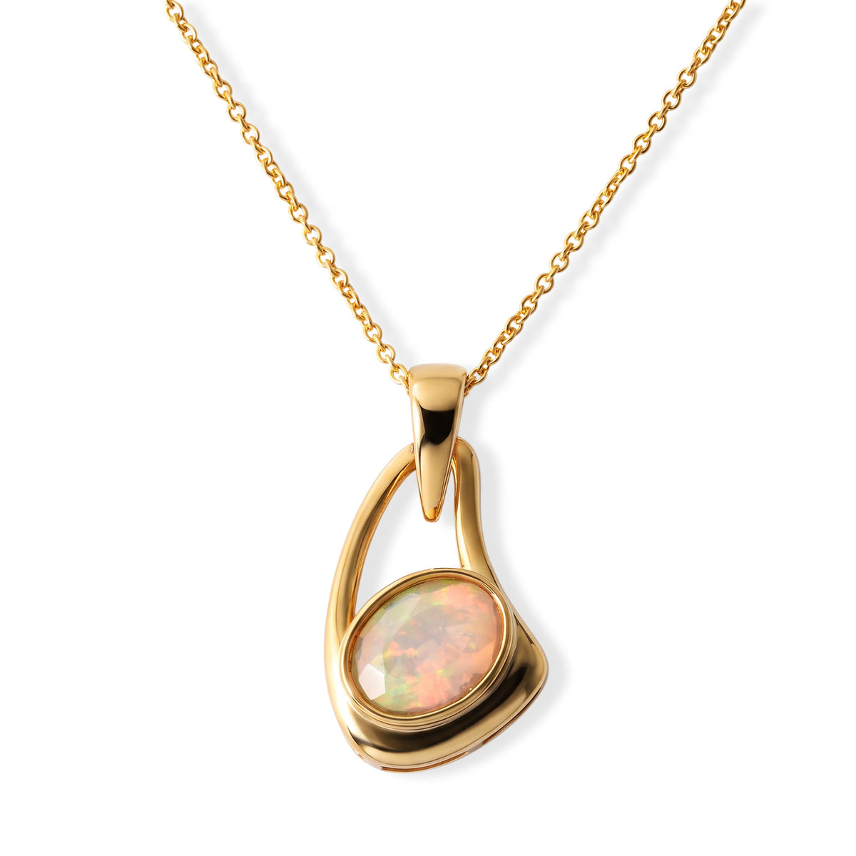 D'Joy - Ethiopian Opal Solitaire Pendant in Yellow Gold Plated Sterling Silver  with Chain (Size 20) 4508534 0