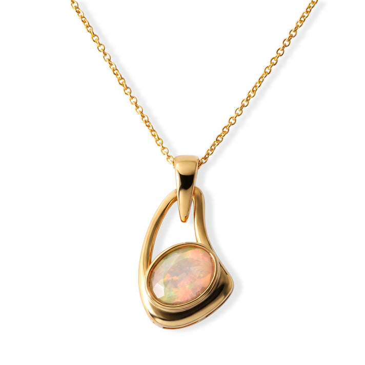 D'Joy - Ethiopian Opal Solitaire Pendant in Yellow Gold Plated Sterling Silver  with Chain (Size 20) 4508534 1