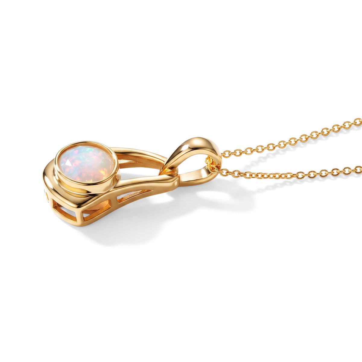 D'Joy - Ethiopian Opal Solitaire Pendant in Yellow Gold Plated Sterling Silver  with Chain (Size 20) 4508534 1