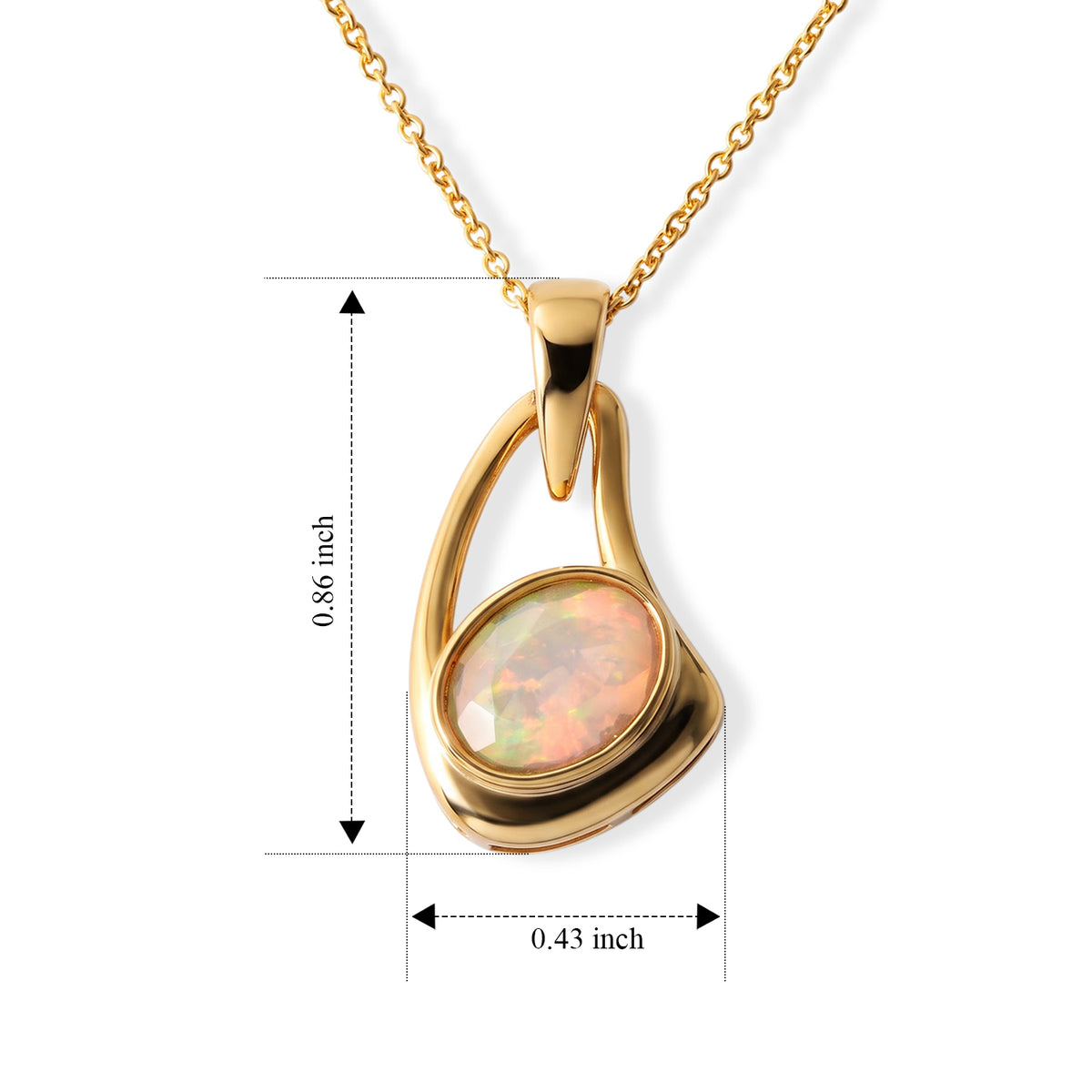 D'Joy - Ethiopian Opal Solitaire Pendant in Yellow Gold Plated Sterling Silver  with Chain (Size 20) 4508534 3