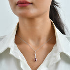 Lucy Q - African Ruby Solitaire Drop Pendant with Chain (Size 20) in Platinum Overlay Sterling Silver 2.08 Ct._4508575_1
