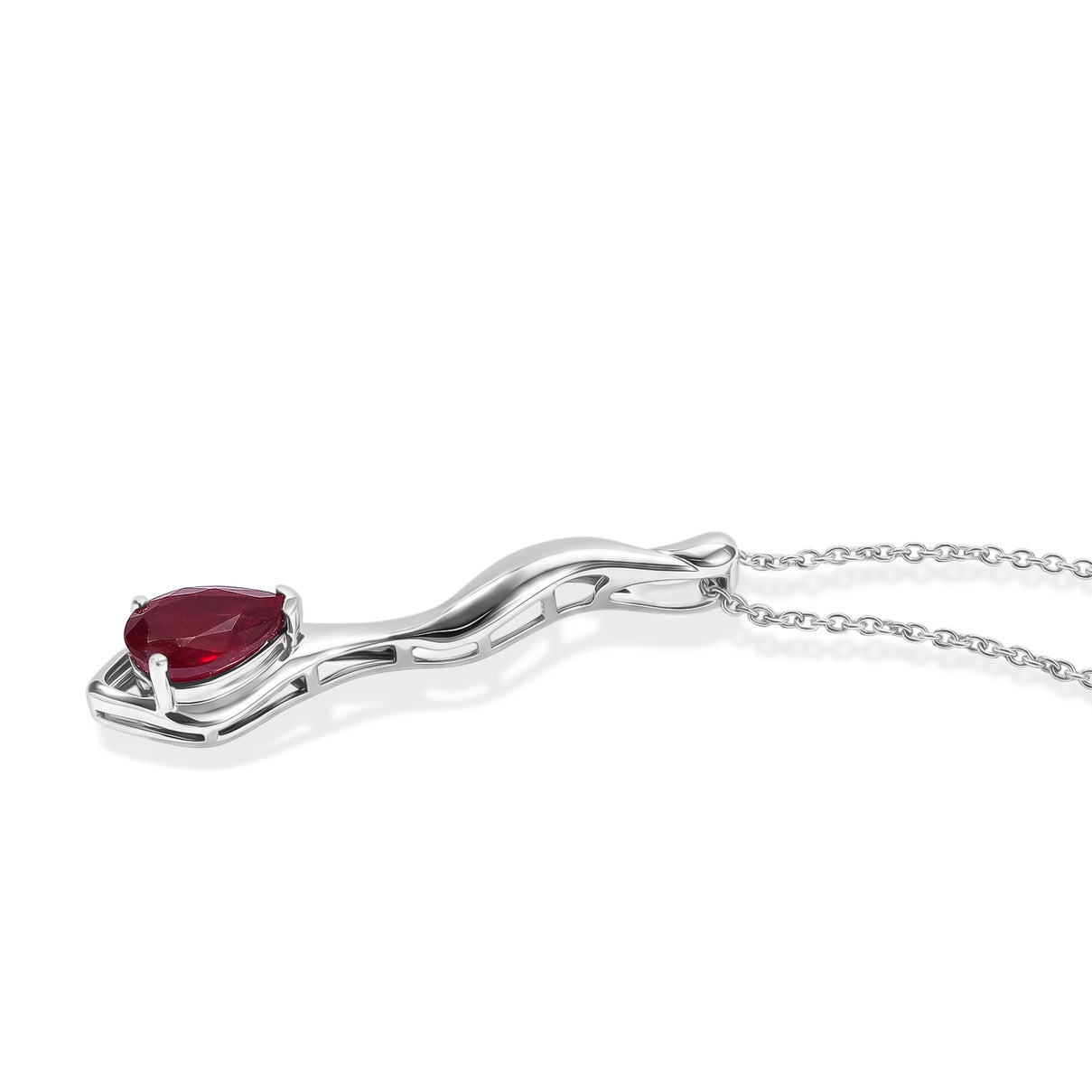 Lucy Q - African Ruby Solitaire Drop Pendant with Chain (Size 20) in Platinum Overlay Sterling Silver 2.08 Ct. 4508575 4