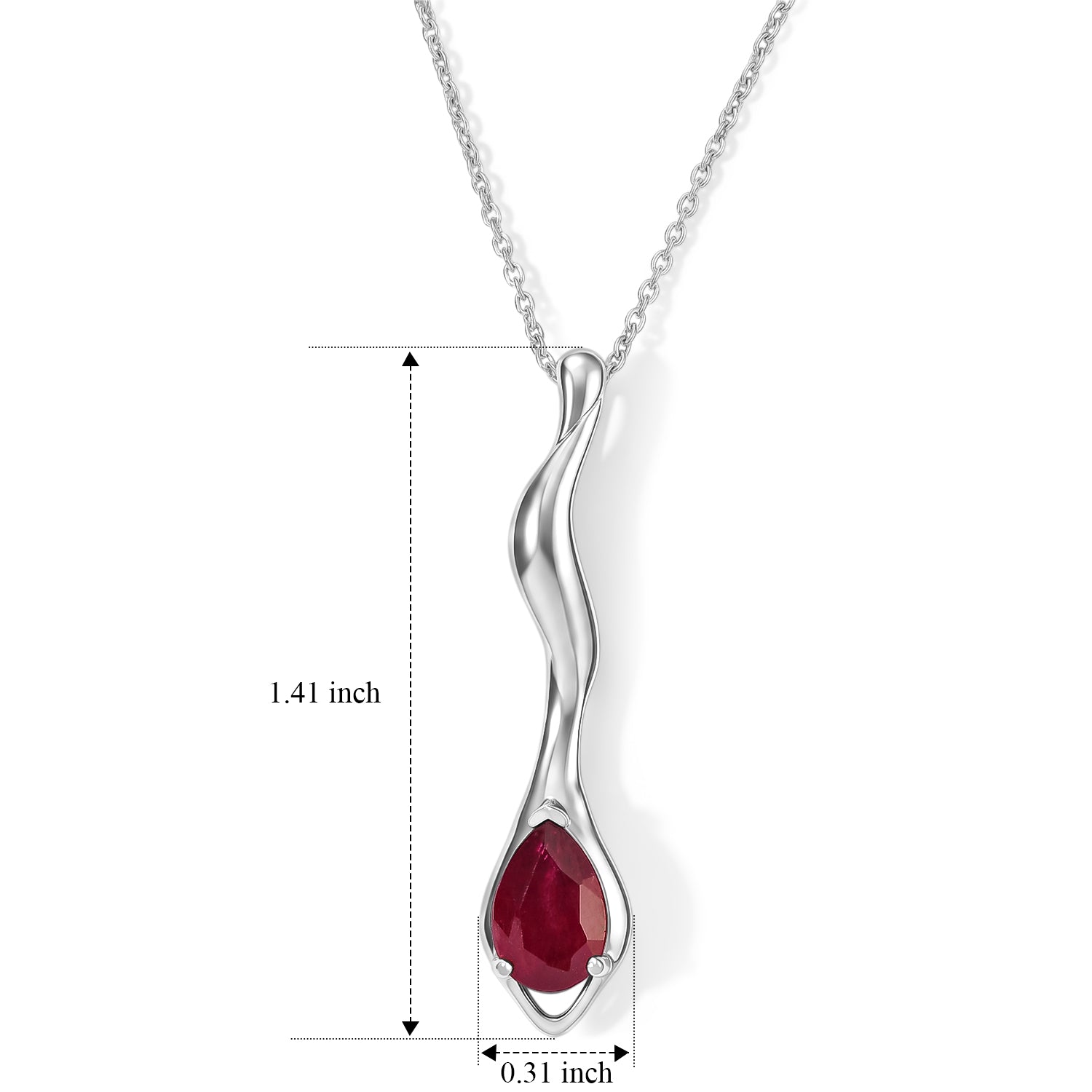 Lucy Q - African Ruby Solitaire Drop Pendant with Chain (Size 20) in Platinum Overlay Sterling Silver 2.08 Ct. 4508575 5