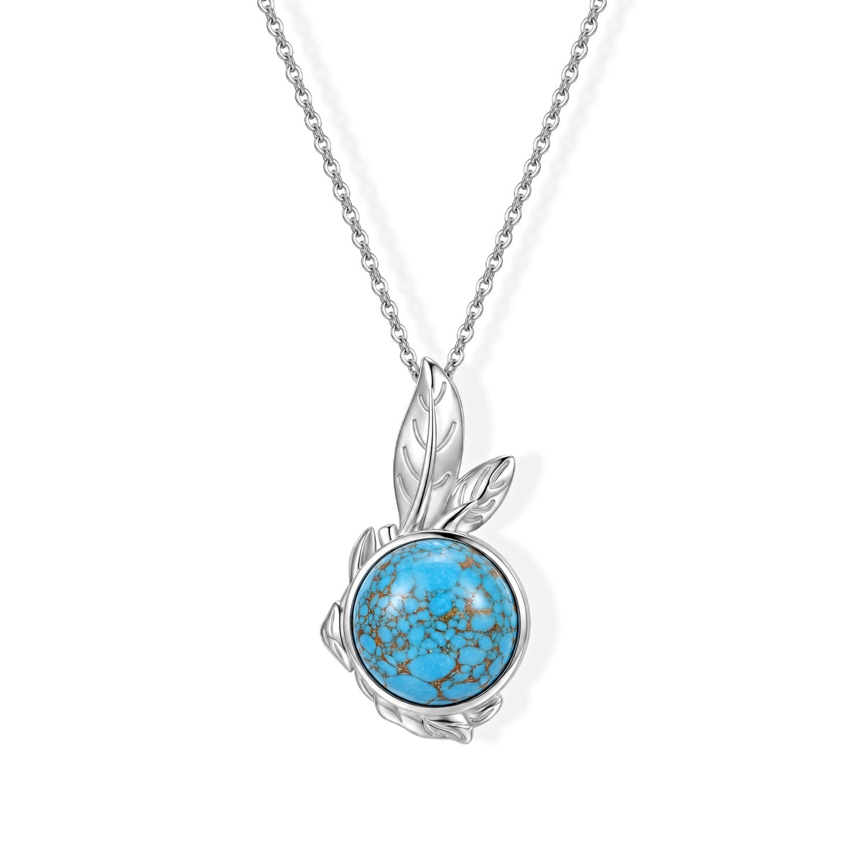 EverTrue - Blue Turquoise Solitaire Leaf Pendant with Chain (Size 20) 10.20 Ct. V32575823 0