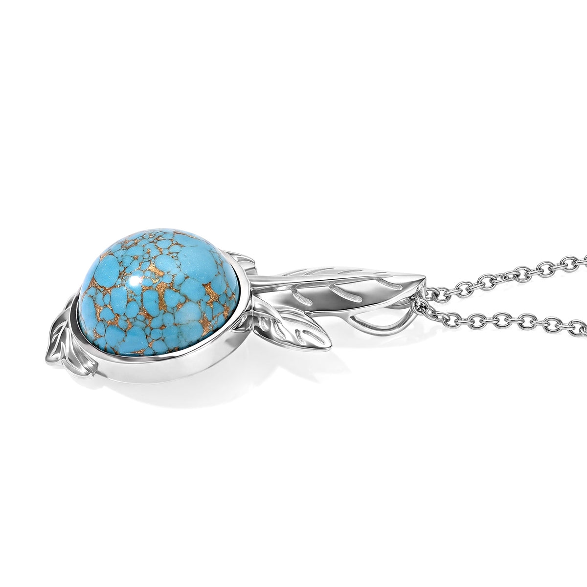 EverTrue - Blue Turquoise Solitaire Leaf Pendant with Chain (Size 20) 10.20 Ct. V32575823 4