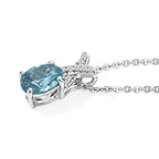 D'Joy - Blue Zircon & White Zircon X-Motif Solitaire Pendant with Chain (Size 20) in Rhodium Overlay Sterling Silver 1.30 Ct._4508792_3